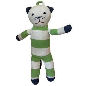 Under the Nile Organic Cotton Plush Cat Kitten Baby Toy Green Blue Stripe‎